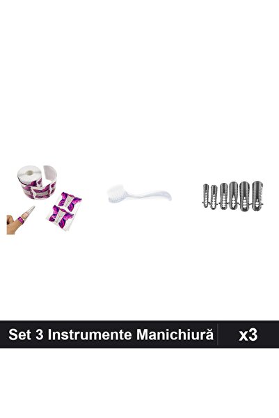 Makeup Set 3 Instrumente Manichiură: Șabloane Fluture 10buc, Perie Deprafuit,...