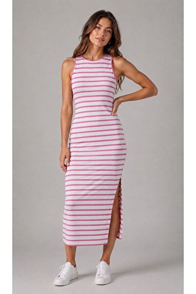 Maison La Femme Women's Long Summer Dress with Slit Detail