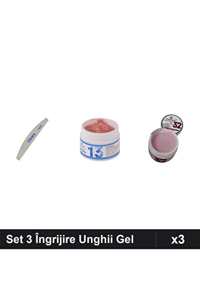 Makeup Set 3 Produse Îngrijire Unghii, Pilă EMMA 100/120, 2x Gel Constructie ...