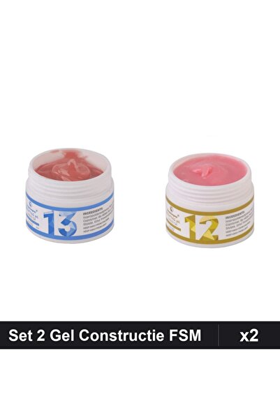 Makeup Set 2 Gel Constructie UV LED FSM 15g, Nuante 12 și 13, Manichiura Prof...
