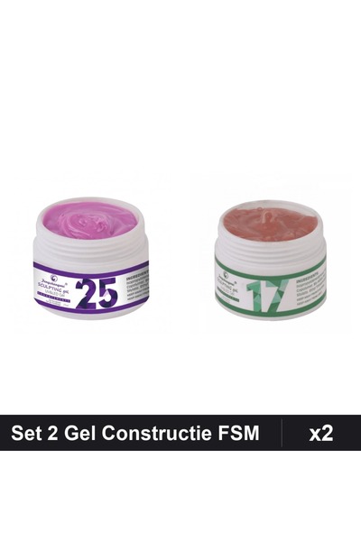 Makeup Set 2 Gel Constructie UV LED FSM 15g, Nuante 25 17, Unghii Profesionale