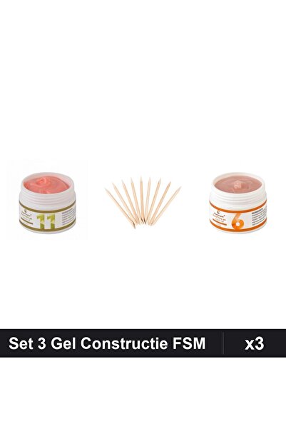 Makeup Set 3 Gel Constructie UV LED FSM 15g, Nuante 11 și 06, Betisoare Porto...