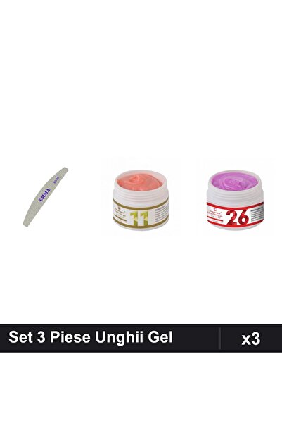 Makeup Set 3 Piese Îngrijire Unghii, Pilă EMMA 100/120 + 2x Gel Constructie U...