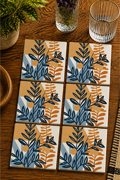 JHAAR Abstract - Bohemian - Geometric Themed Modern Set of 6 Coasters - Uv Pr...