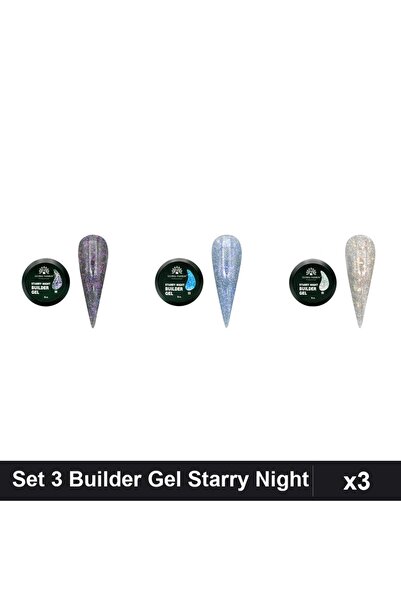 Makeup Set 3 Builder Gel Starry Night 15g, Nuante 03 05 06, Constructie Unghi...