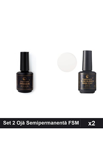 Makeup Set 2 Ojă Semipermanentă FSM 15ml, Primer Non-Acid și Nude Rubber Base...