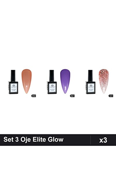 Makeup Set of 3 Global Fashion Elite Glow Semi-Permanent Nail Polish 15ml, Sh...