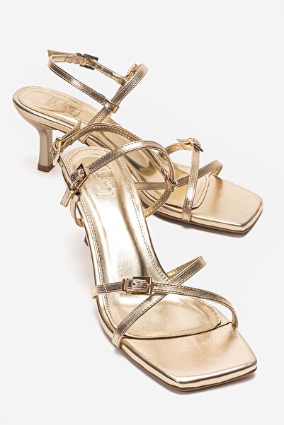 LuviShoes Nebel Gold Skin Women's Heeled Shoes