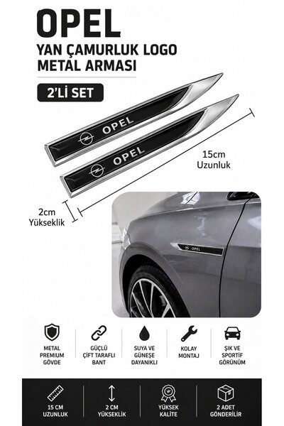 STİLİX GARAGE Opel Metal Damla Desen Çamurluk Yan Çıtası Logo Amblem 2’li Set...