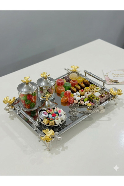 PARILTI HOME COLLECTİON BAYRAM ŞEKERLİĞİ LÜX TEPSİ SUNUMLUK LOKUMLUK