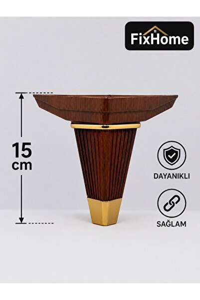 GÜNEŞLER ÇİZGİLİ YILDIZ 15 CM AYAK - KAHVE/GOLD - 4 ADET AYAK
