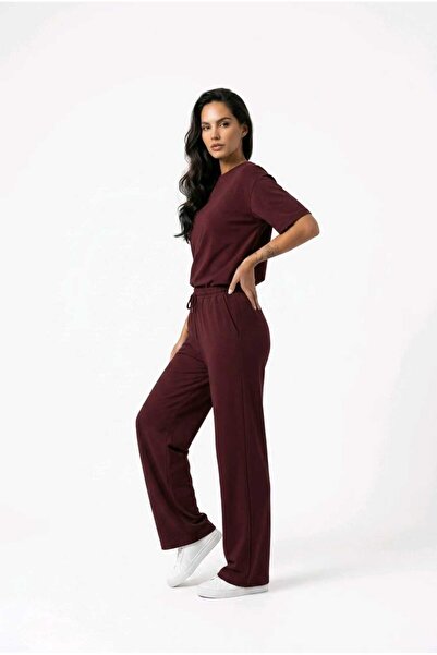 hies 2-Piece Wide Leg Top and Bottom Set - New Season Modal Tracksuit Set - B...