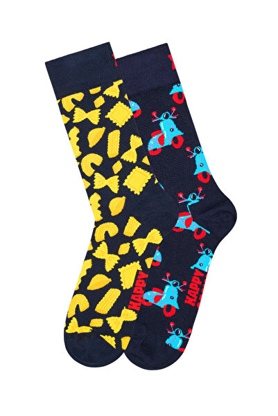 Derimod Happy Socks Мъжки тъмносини десенирани памучни чорапи, комплект от 2 ...