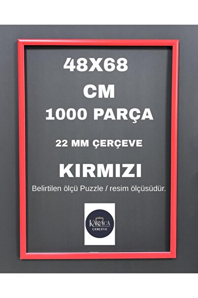 cercevehome PUZZLE ÇERÇEVESİ 1000 PARÇA (48cm×68cm) ÖLÇÜSÜNDE 22MM KIRMIZI ÇE...