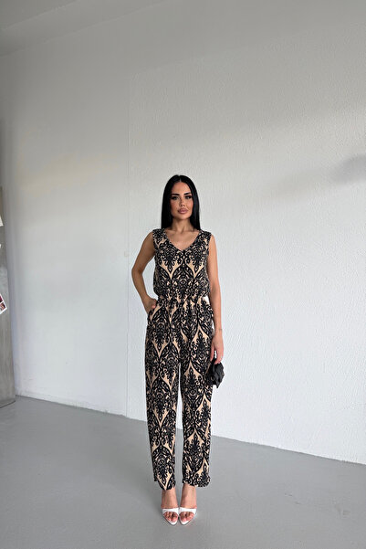 KAMACI BUTİK V-Neck Ruched Jumpsuit
