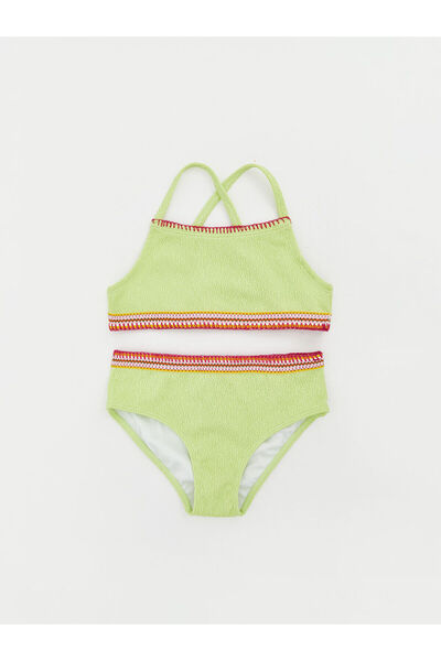 LC Waikiki Green Embroidered Girls' Bikini