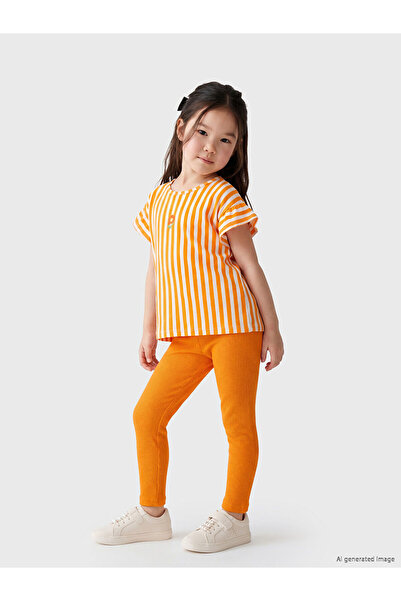 LC Waikiki Orange Striped Girls' Set
