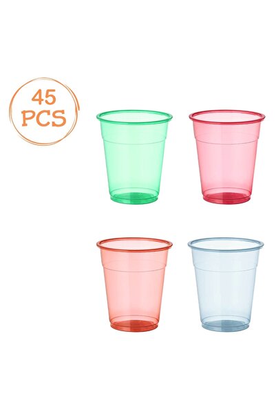 Zumzeria Set of 45 Plastic Cups in Different Colors 300ml