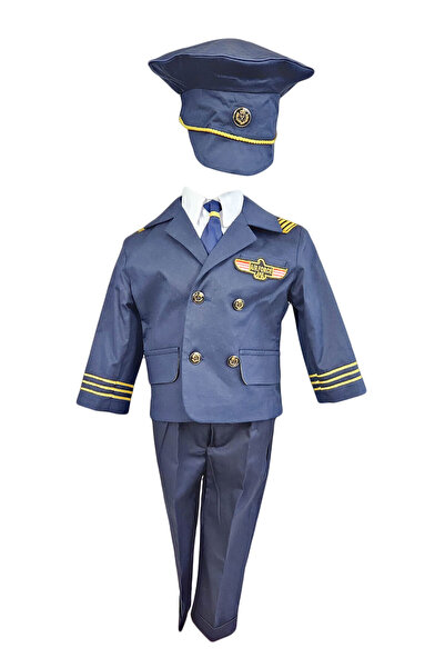 fantasialand Costum de botez, model Aviator, culoare bleumarin