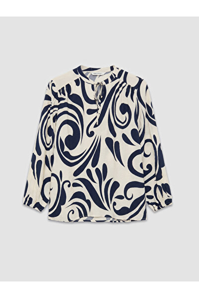 LC Waikiki Tie Detail Patterned Blouse