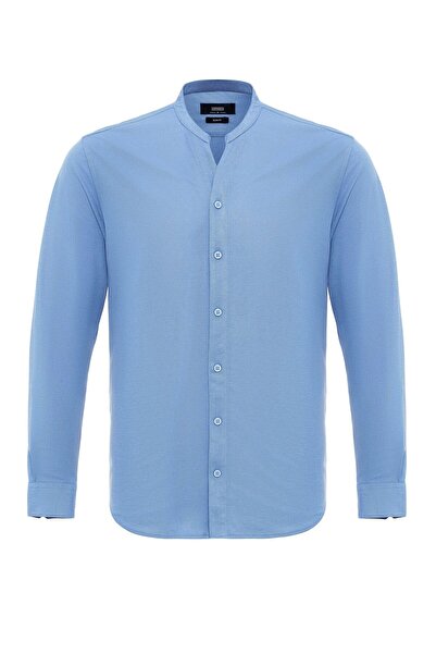 S13 Store Erkek Hakim Yaka Uzun Kollu Slim Fit Gömlek