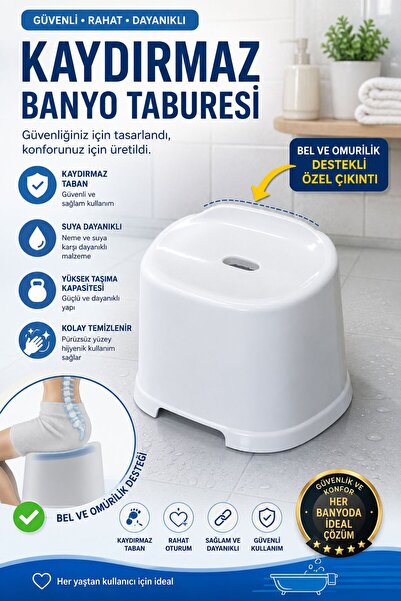 Funny Life Kaydırmaz Banyo Taburesi Bel Destekli Plastik Duş Oturağı Güvenli ...
