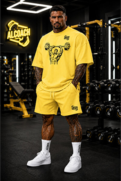 Alcoach Men's 2-Piece Bodybuilding Outfit - Polyester Sportswear, Breathable ...