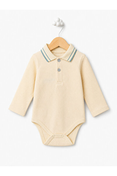 For My Baby 100% Cotton Polo Collar Long Sleeve Baby Bodysuit
