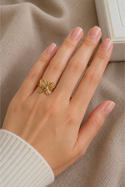 Belasso Steel Gold Color Innocence Model Adjustable Women's Ring