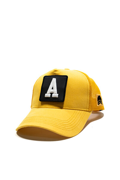 all hats Yellow Mesh Hat with Letter Patch Detail |   Sports Hat Suitable for...