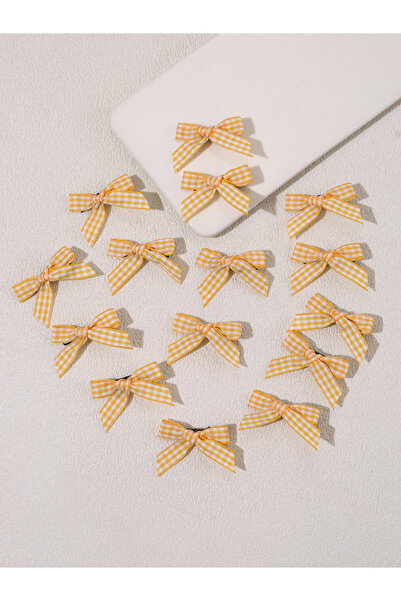 Take Two By Styli Pack of 15 - Yellow Gingham Bow Hair Clips