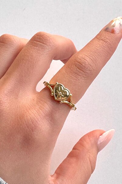 Leo'Stone Zircon Baguette Stone Detailed Heart Design Adjustable Women's Ring