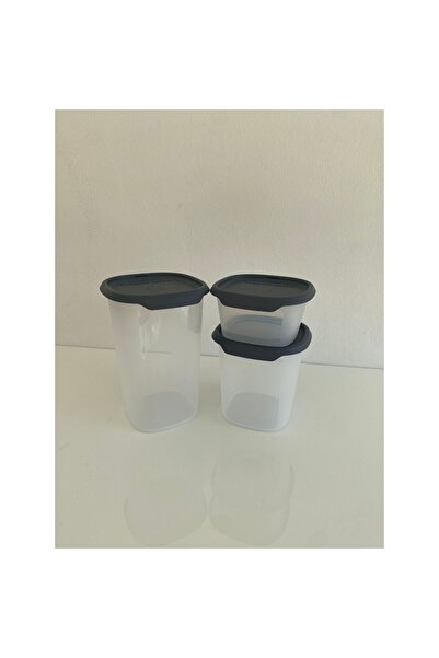 Tupperware Tek Dokunuş Kare 3lü Kuru Gıda Saklama Kabı 1.25ML,810ML,370ML
