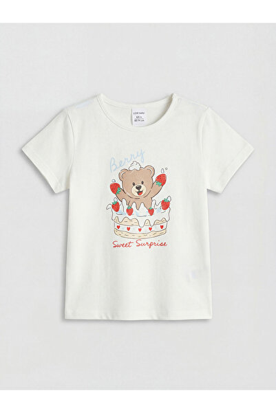 LC Waikiki Ecru Printed Girls' Pajama Top