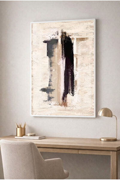 Zevahir Mobilya Dekorasyon Black and Coffee Brushstroke Minimal Abstract Glas...