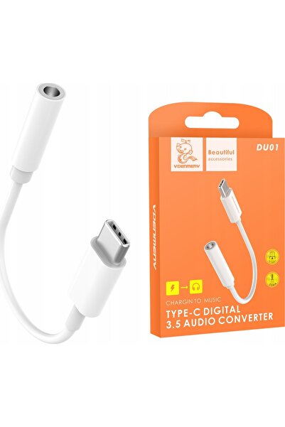 VEGA Adaptor cablu Denmen DU01 HF USB Type-C la mini Jack alb
