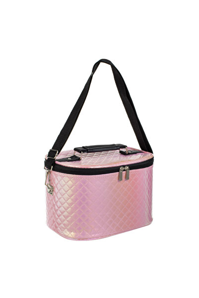Zumzeria Pink Holographic Cosmetic Bag with Black Handle 26x18x17.5cm