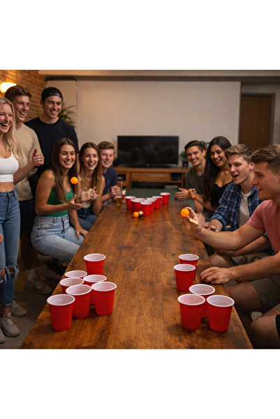 Zumzeria Joc de petrecere Beer Pong pentru adulți cu 18 mingi și pahare