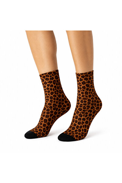ALLSOCKS Premium Kadın Bambu Çorap 360° Dijital Baskılı Leopar Desenli Fashio...