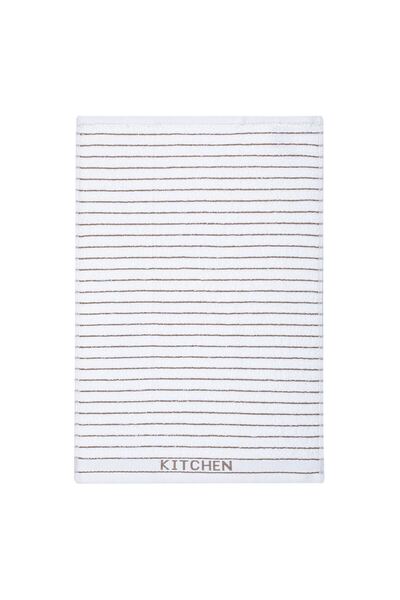 Zumzeria Prosop de bumbac alb cu dungă bej pentru bucătărie 60x40cm