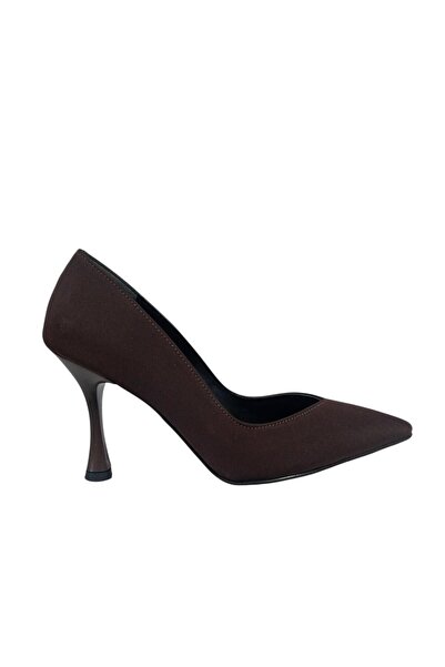 Bereket Kundura 7915 Model Brown Nubuck Stiletto Shoes