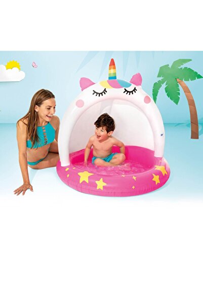 Intex Pink and White Unicorn Covered Pool for Kids Ø102x102cm -