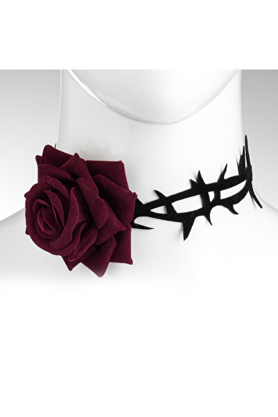Zumzeria Accesoriu de deghizare: Colier choker cu trandafir și spini din cati...
