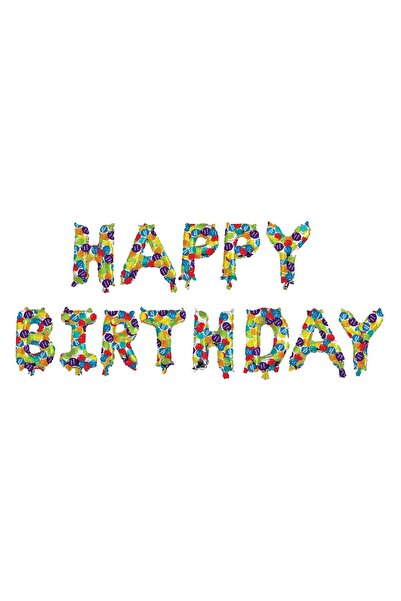 Zumzeria Metallic Colored Foil Balloon Letters "Happy Birthday" 23x35cm