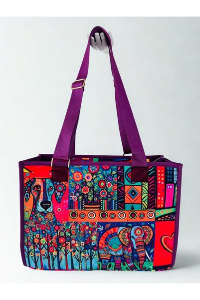 MORA BAG Frida Dog and Elephant/ Purple Carrying Bag Single