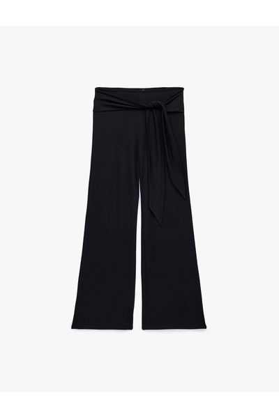Koton Modal Wide-Leg Pants with Belt Detail