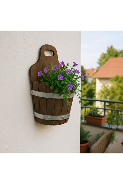 Zumzeria Găleată decorativă din lemn pentru flori 26x12x34cm