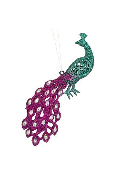 Zumzeria Burgundy Christmas Tree Ornament Peacock with Glitter 20cm