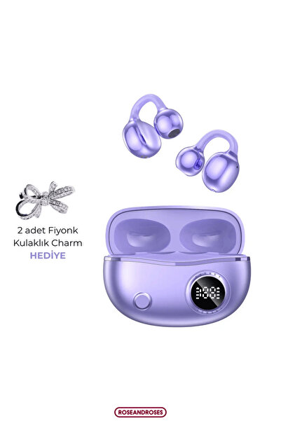 RoseandRoses Fiyonk Charm Hediyeli Modern Klips Tasarımlı Kablosuz Kulaklık -...