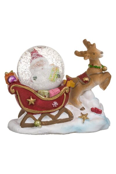 Zumzeria Christmas Decorative Snow Globe Santa Claus with Sleigh 10x5x10cm